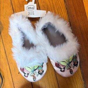 Disney Pink and White Fuzzy Slippers